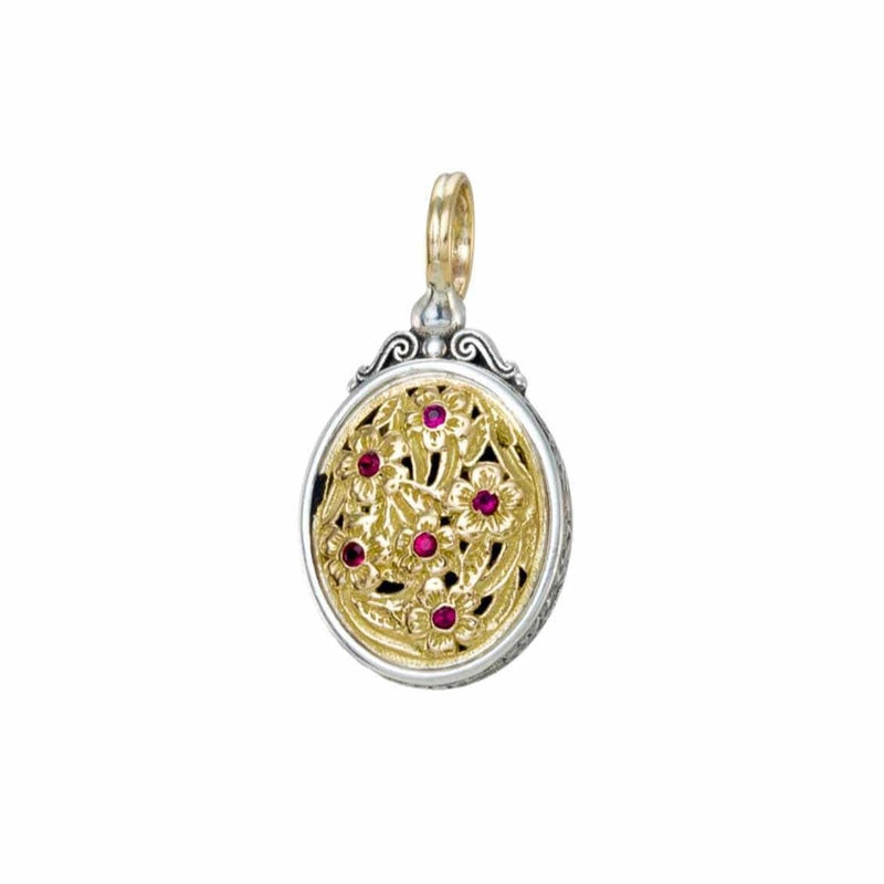 Harmony Oval Ruby Pendant - 18k Gold & Sterling Silver Pendant