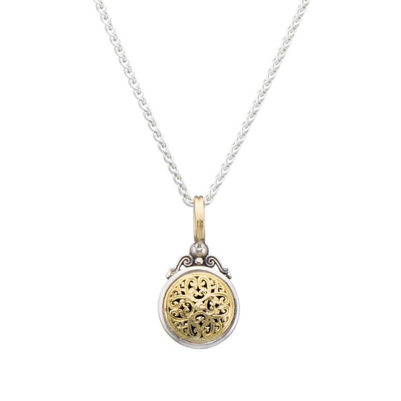 Mediterranean Round Pendant - 18k Gold & Sterling Silver Pendant