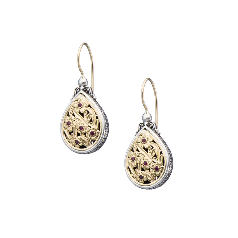 Harmony Ruby Drop Earrings - 18k Gold & Sterling Silver Earrings - French Wire Earrings