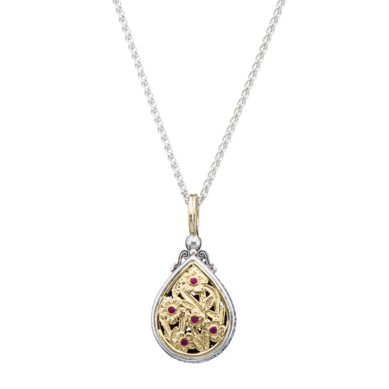 Harmony Gold and Silver Drop Pendant - 18k Gold & Sterling Silver Pendant