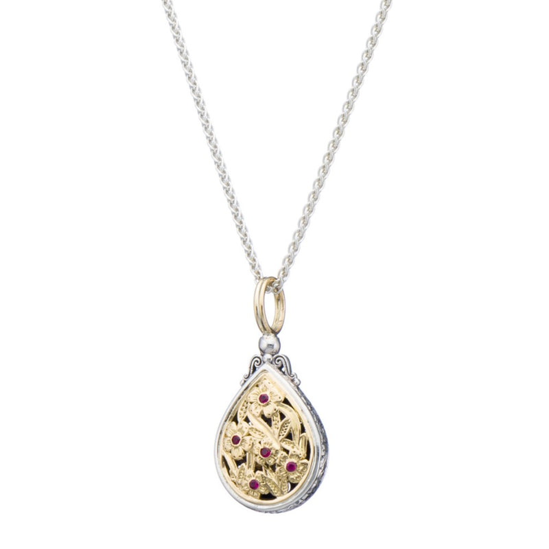 Harmony Gold and Silver Drop Pendant - 18k Gold & Sterling Silver Pendant