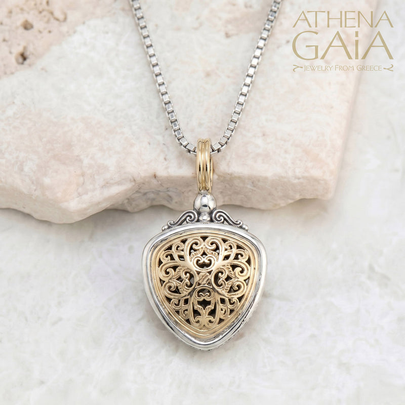 Mediterranean Triangle Pendant - 18k Gold & Sterling Silver Pendant