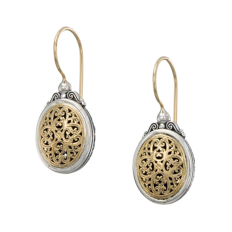 Mediterranean Oval Earrings - 18k Gold & Sterling Silver Earrings - French Wire Earrings