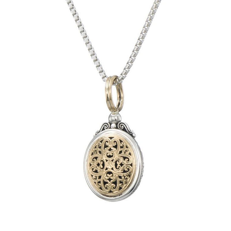 Mediterranean Oval Pendant - 18k Gold & Sterling Silver Pendant
