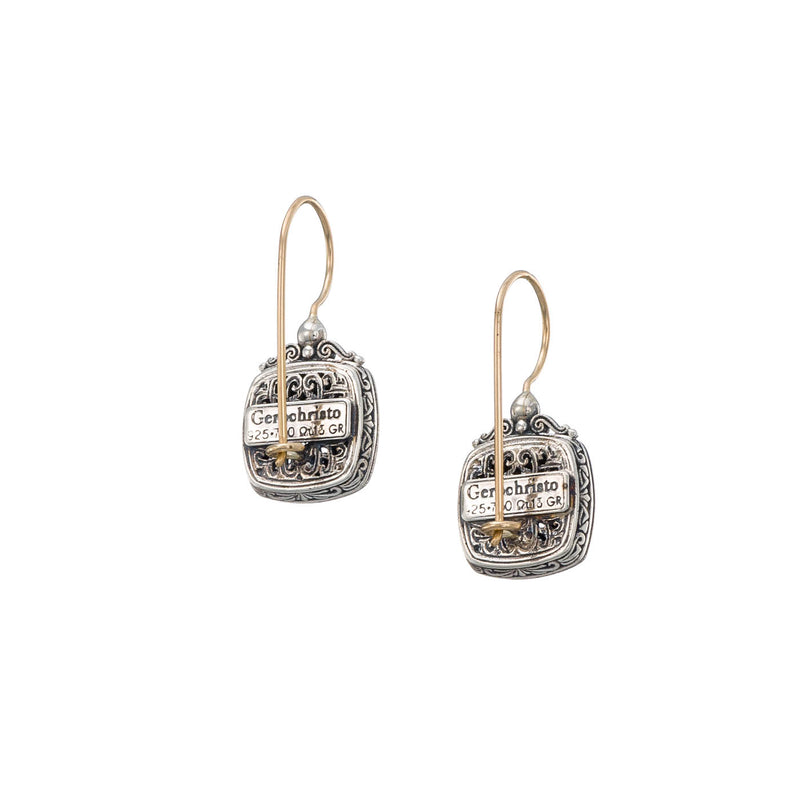 Mediterranean Small Square Earrings - 18k Gold & Sterling Silver Earrings - French Wire Earrings