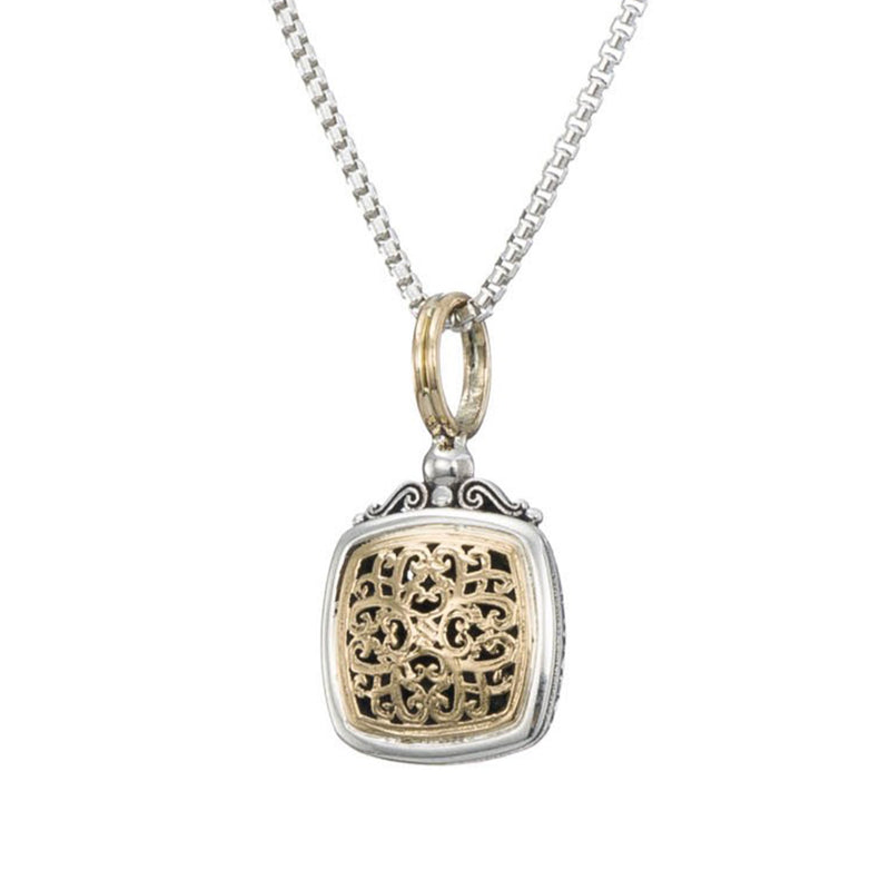 Mediterranean Square Pendant - 18k Gold & Sterling Silver Pendant
