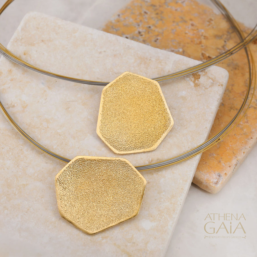Desert Grain Pendant Necklace (Large) - Gold Plated Sterling Silver Necklace