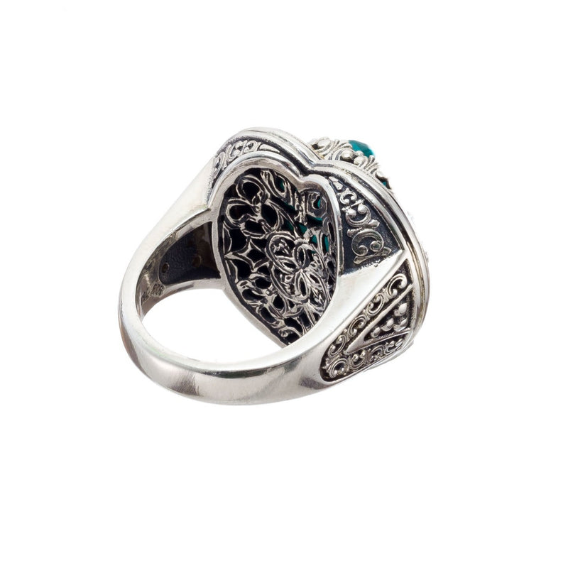 Pop Rocks Synergy Border Heart Ring - 18k Gold & Sterling Silver Ring - Cocktail Ring