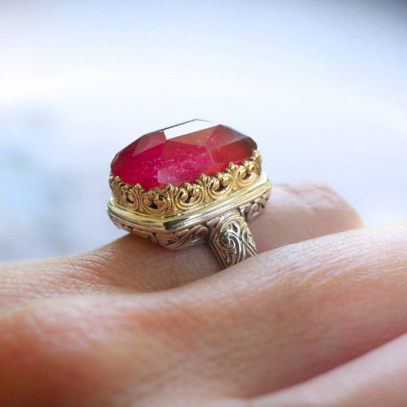 Pop Rocks Rectangular Crown Ring - Sterling Silver Ring - Cocktail Ring