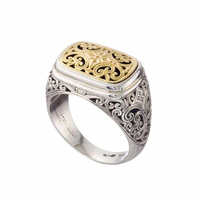 Mediterranean Rectangular Gold Face Ring