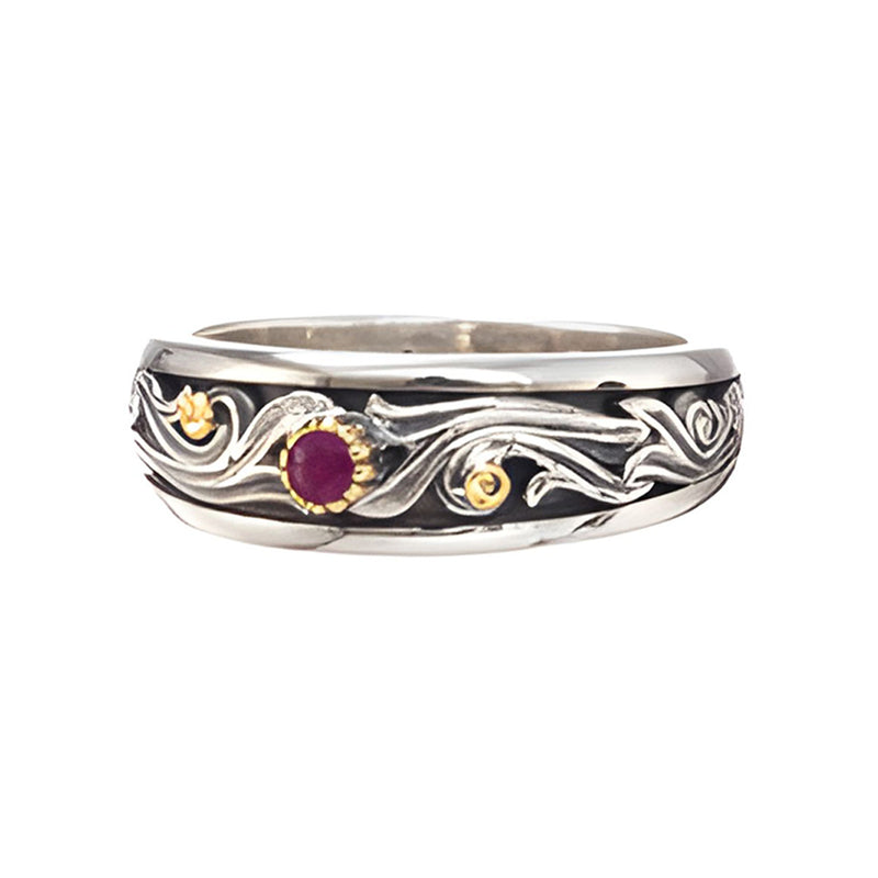Nefeli Band Ring - 18k Gold & Sterling Silver Ring - Stackable Ring