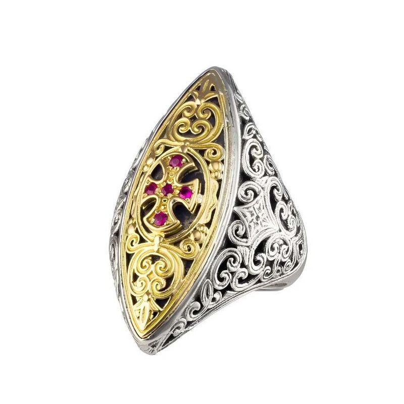 Faidra Ring - 18k Gold & Sterling Silver Ring - Cocktail Ring