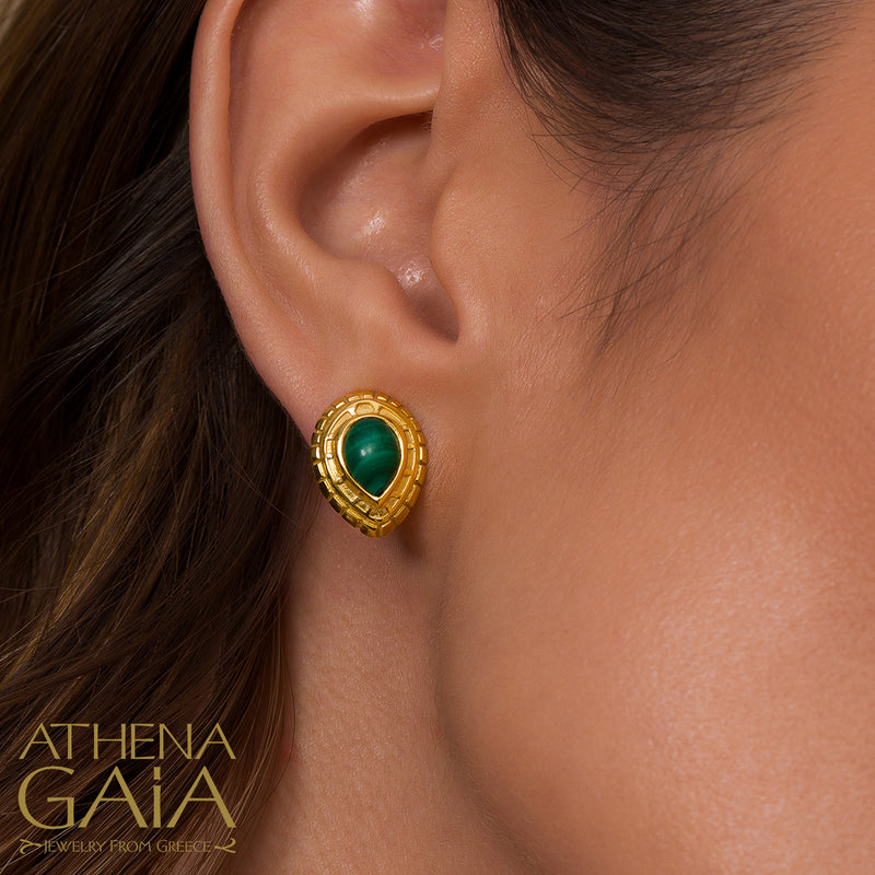 Cosmos Large Stone Earrings - 18k Gold Earrings - Post Earrings