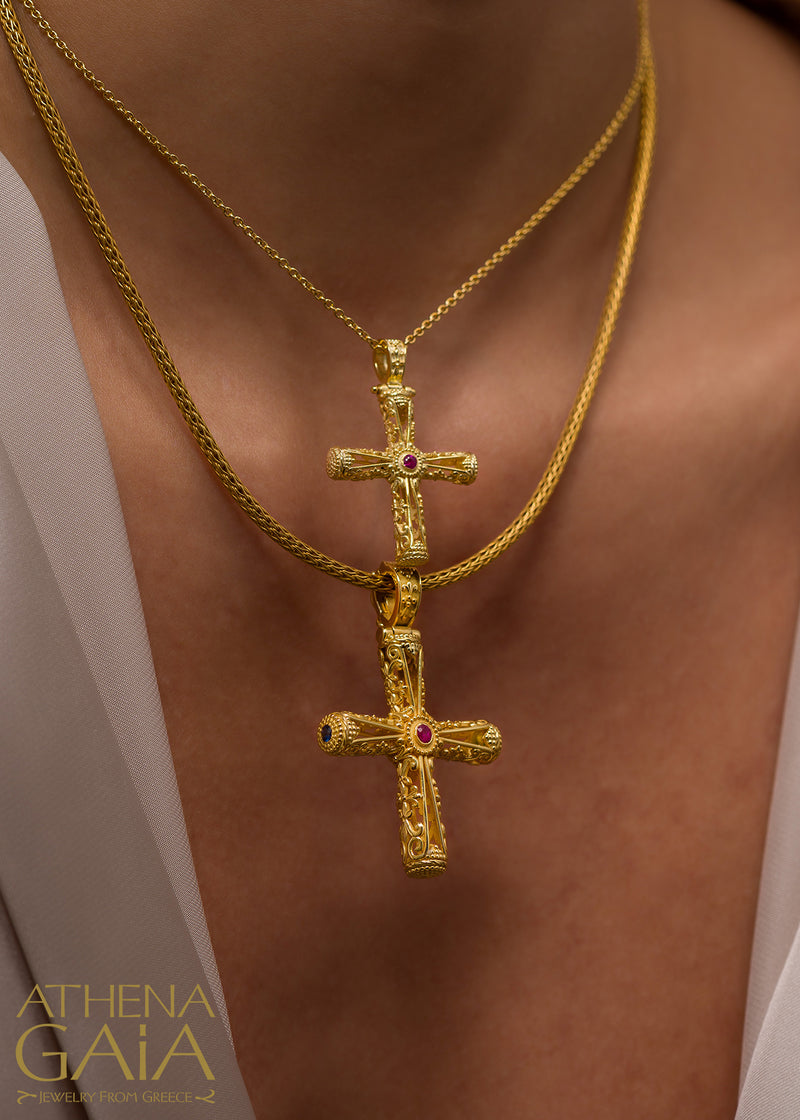 Filigree Orthodox Cross (Small) - 18k Gold - Byzantine Cross