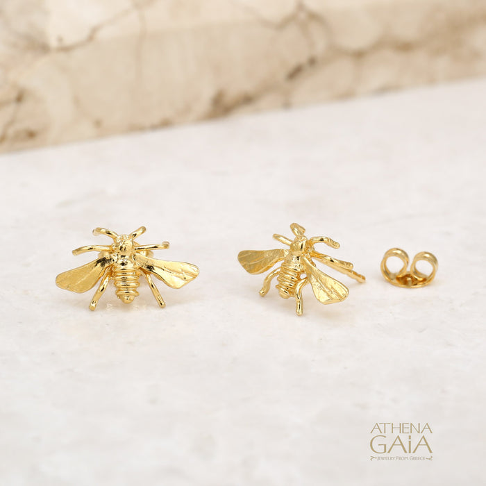 Small Honey Bee Post Earrings