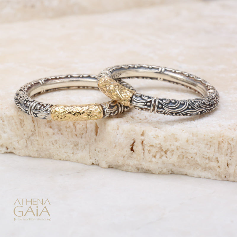 Meadow Breeze Single Accent Ring - 18k Gold & Sterling Silver Ring - Stackable Ring