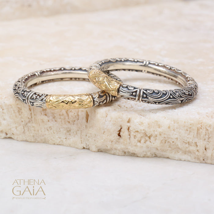 Meadow Breeze Single Accent Ring - 18k Gold & Sterling Silver Ring - Stackable Ring (In-Stock))