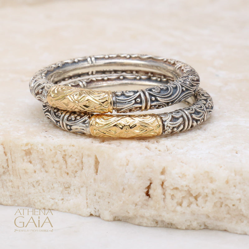 Meadow Breeze Single Accent Ring - 18k Gold & Sterling Silver Ring - Stackable Ring