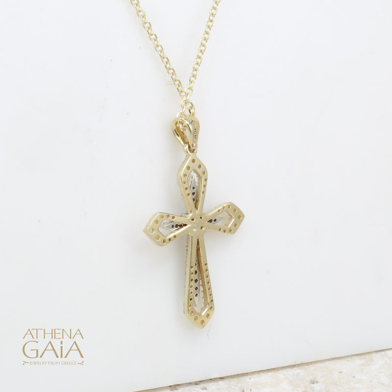 Open Flared Cross in a Cross - 14k Gold - Orthodox Cross - Baptismal Cross