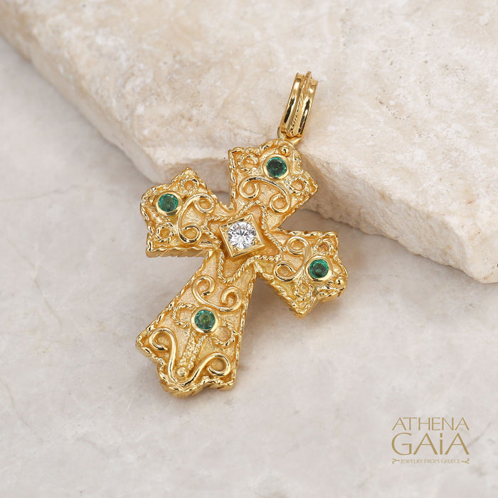 Regal Reversible Flared Cross - 18k Gold - Byzantine Cross
