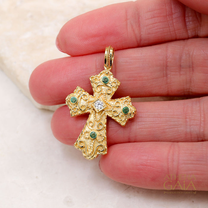 Regal Reversible Flared Cross - 18k Gold - Byzantine Cross