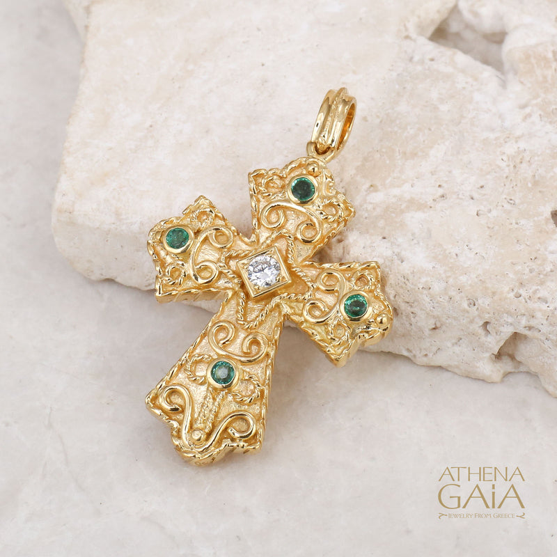 Regal Reversible Flared Cross - 18k Gold - Byzantine Cross