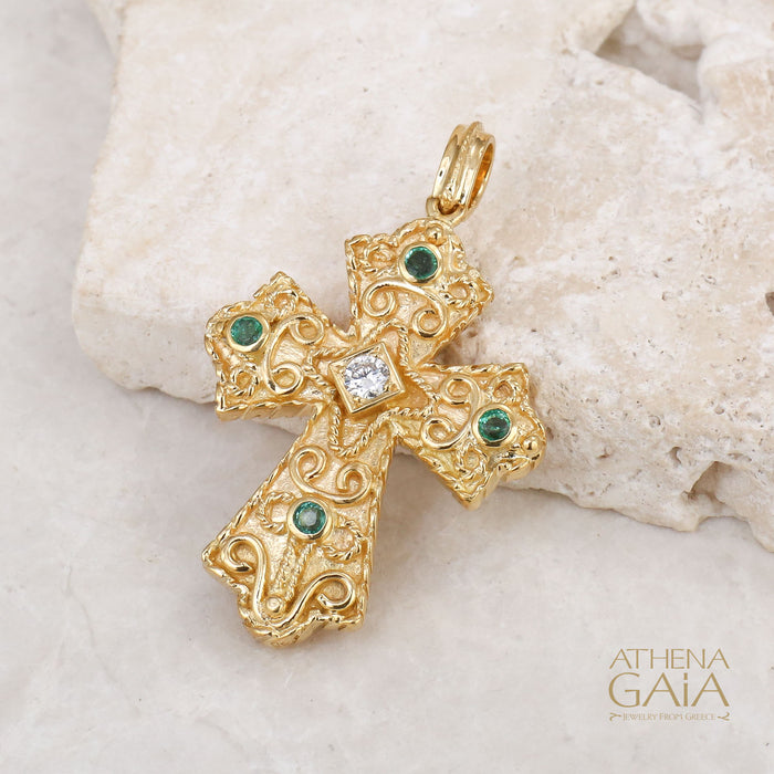 Regal Reversible Flared Cross - 18k Gold - Byzantine Cross