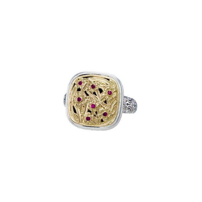 Harmony Square with Rubies Ring