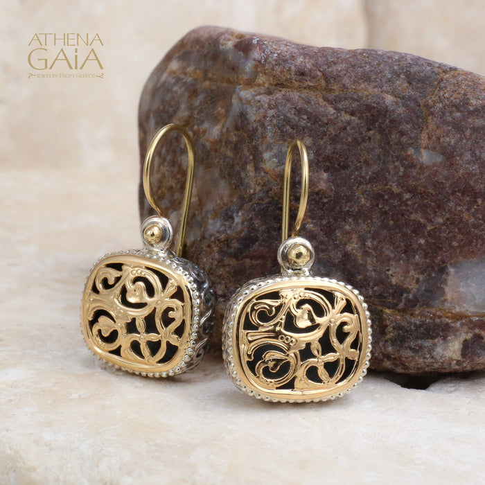 Garden Shadows Argonaut Tetra French Wire Earrings - 18k Gold & Sterling Silver Earrings