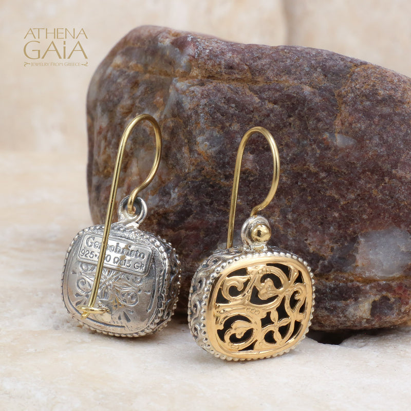 Garden Shadows Argonaut Tetra French Wire Earrings - 18k Gold & Sterling Silver Earrings