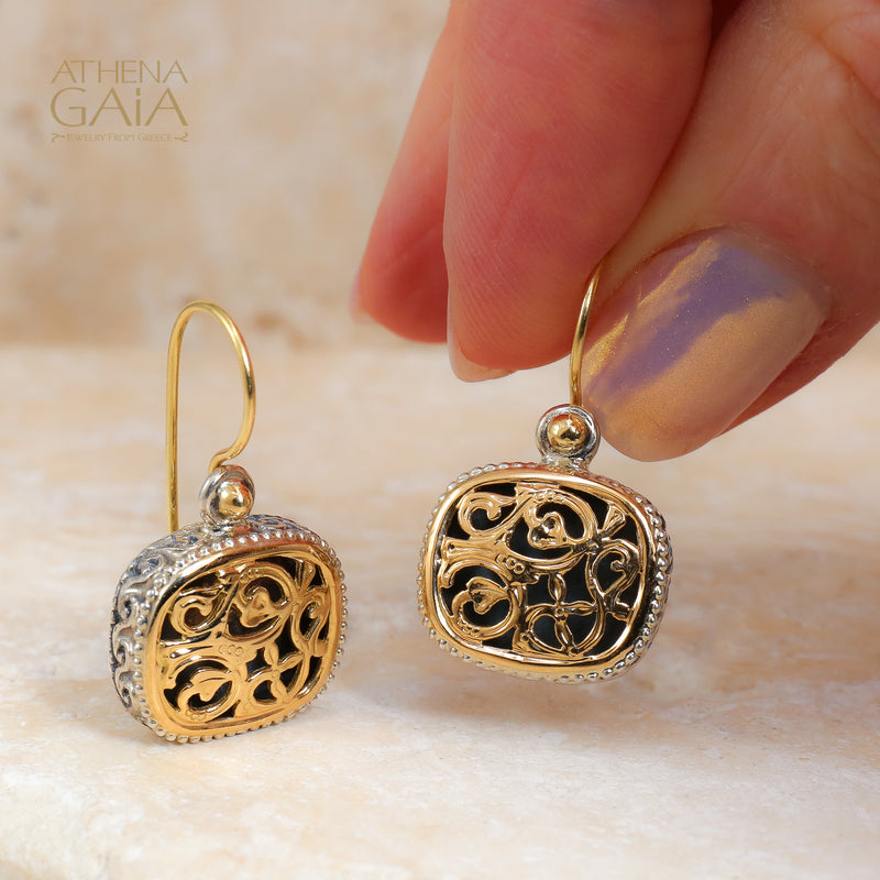 Garden Shadows Argonaut Tetra French Wire Earrings - 18k Gold & Sterling Silver Earrings