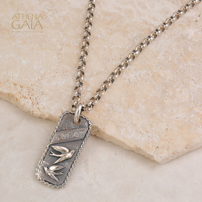 Swallows Talisman Pendant - Sterling Silver Pendant