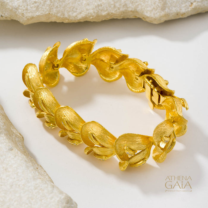 Golden Peonies Gala Bracelet - 18k Gold Bracelet