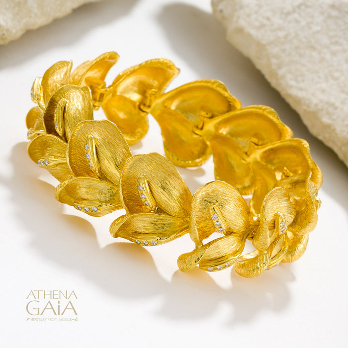 Golden Peonies Gala Bracelet - 18k Gold Bracelet