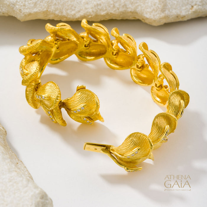 Golden Peonies Gala Bracelet - 18k Gold Bracelet