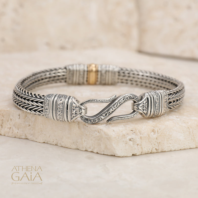 Wide Strap Bracelet - 18k Gold & Sterling Silver Bracelet