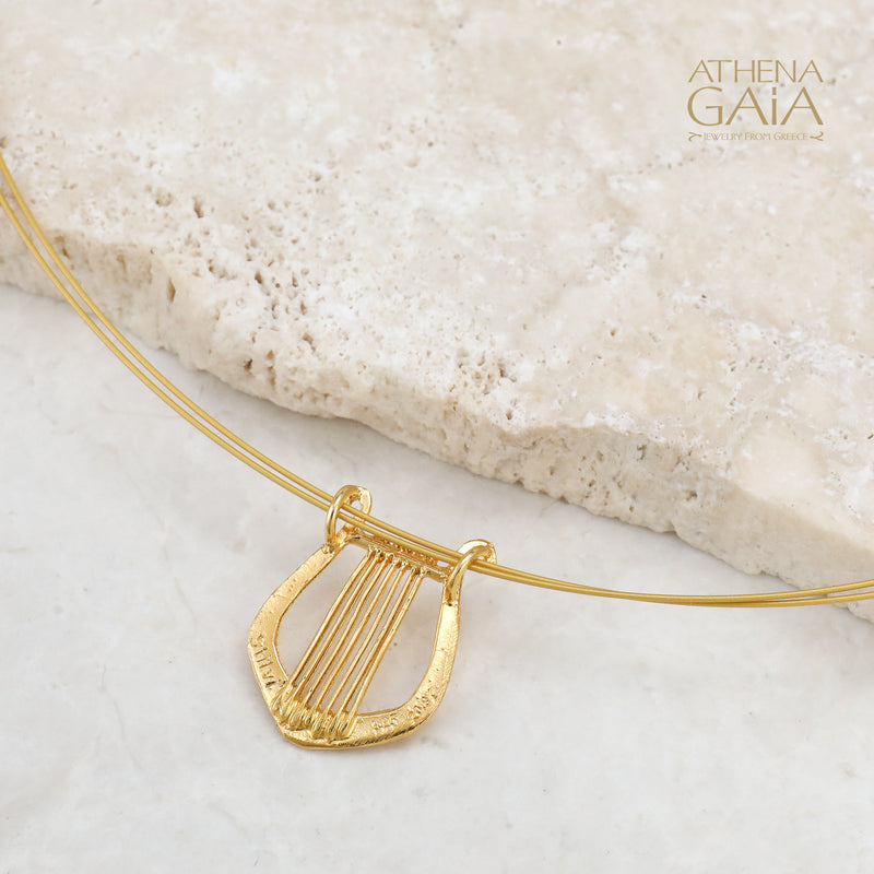 Lyre Necklace (Small) - Gold Plated Sterling Silver Necklace