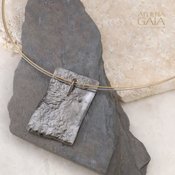 Pythagoras Narrow Tablet Pendant Necklace - Gold Plated Sterling Silver - Mathematical Geometry Necklace (In-Stock)