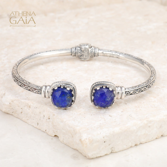 Pop Rocks Aegean Open Hinge Silver Bracelet