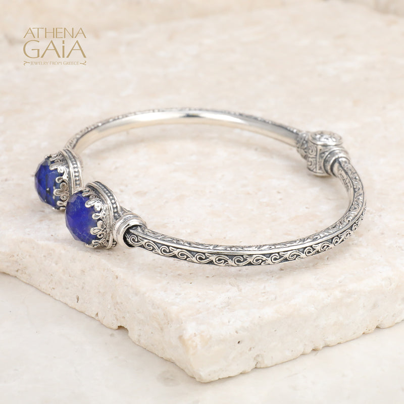 Pop Rocks Aegean Open Hinge Silver Bracelet