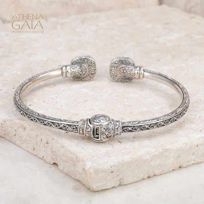 Pop Rocks Aegean Open Hinge Silver Bracelet