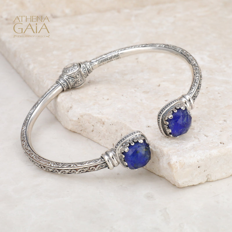 Pop Rocks Aegean Open Hinge Silver Bracelet