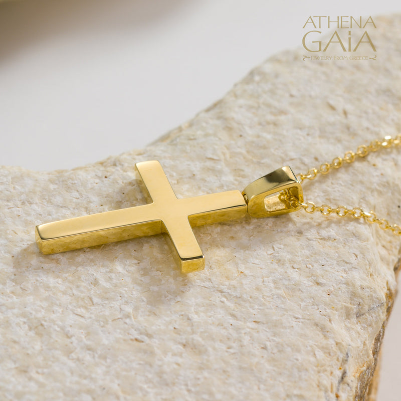 Simple Western Cross - 14k Gold - Baptismal Cross
