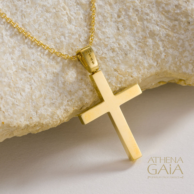 Simple Western Cross - 14k Gold - Baptismal Cross