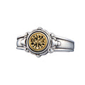 Golden Chi Rho Symbol Silver Band Ring