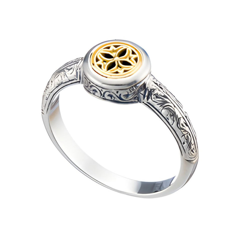 Petalo Symbol Ring - 18k Gold & Sterling Silver Ring - Signet Ring