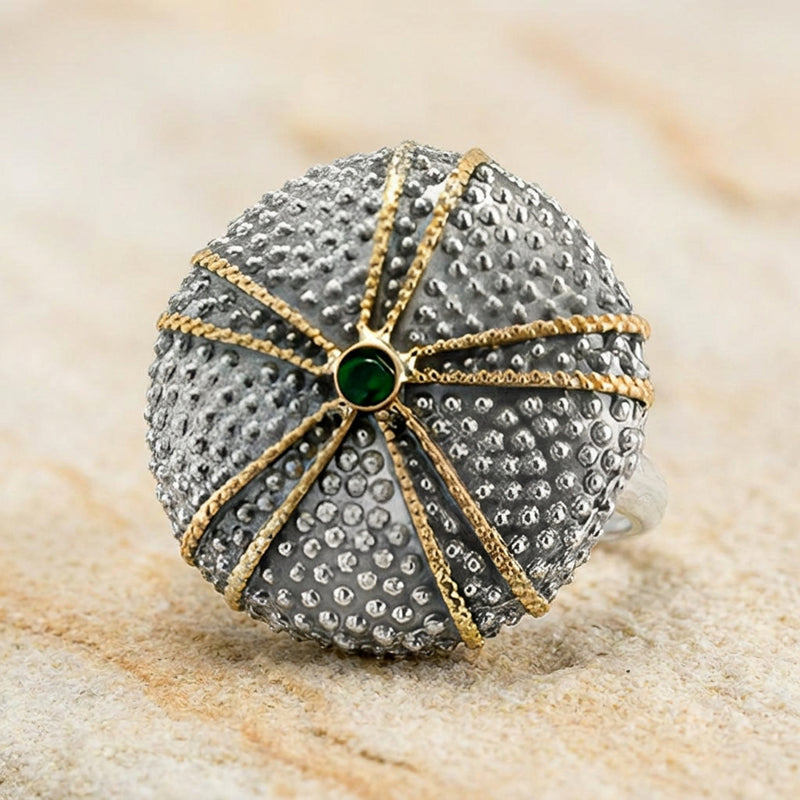 Thalassa Sea Urchin Stone Ring (Large) - 18k Gold and Sterling Silver - Cocktail Ring