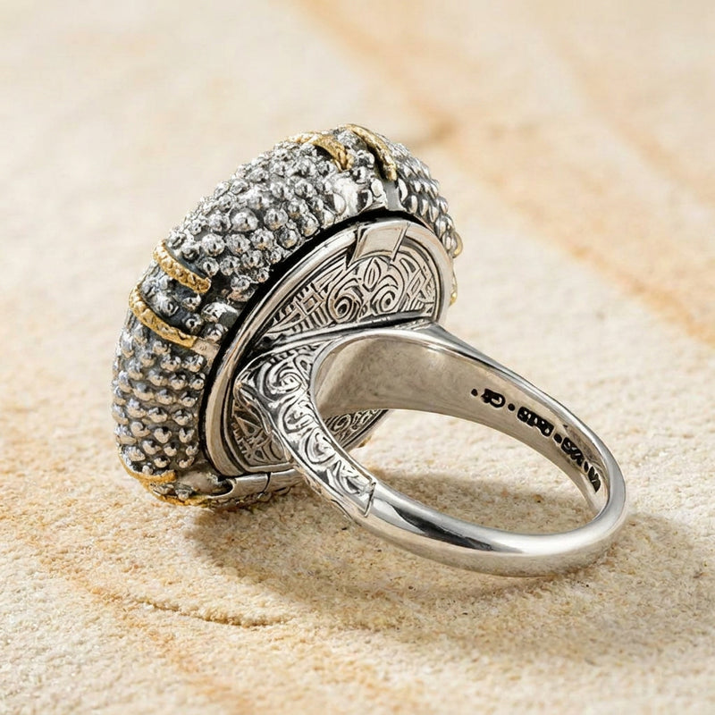 Thalassa Sea Urchin Stone Ring (Large) - 18k Gold and Sterling Silver - Cocktail Ring