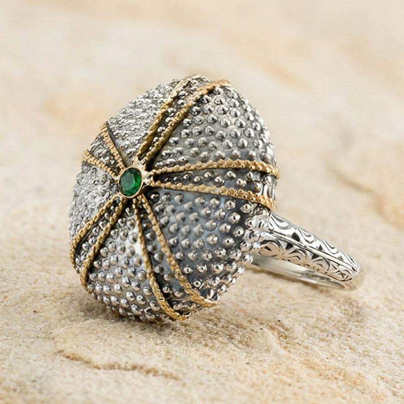 Thalassa Sea Urchin Stone Ring (Large) - 18k Gold and Sterling Silver - Cocktail Ring