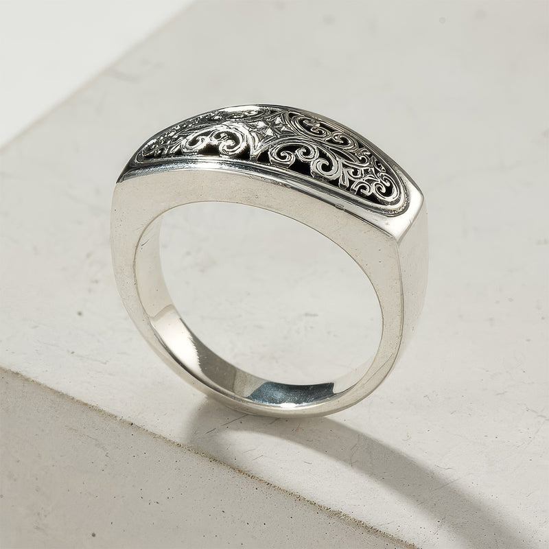Simplicity Mediterranean Filigree Ring - Sterling Silver - Band Ring